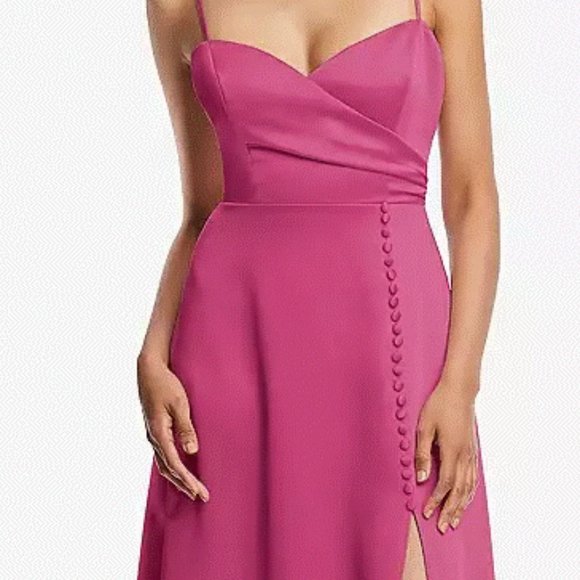 Dessy LB047....Adjustable Strap Faux Wrap Maxi Dress....Tea Rose...Size 14..NWT - Picture 5 of 7